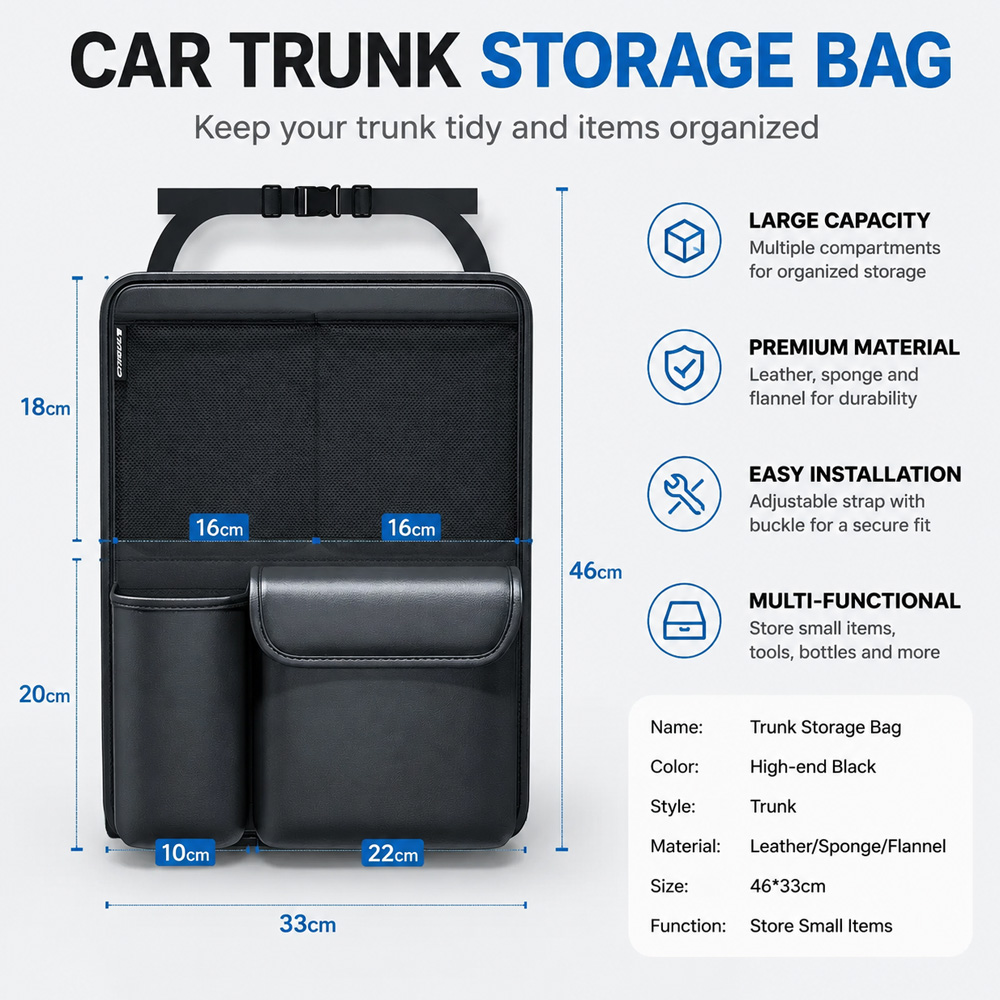 High Quality PU Leather Foldab - Car Trunk Organizer 评论和价格